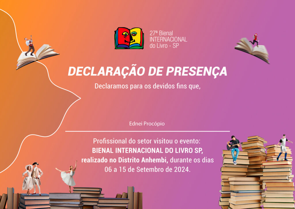 Certificado de Participação na 27ª Bienal Internacional do Livro de São Paulo 2024